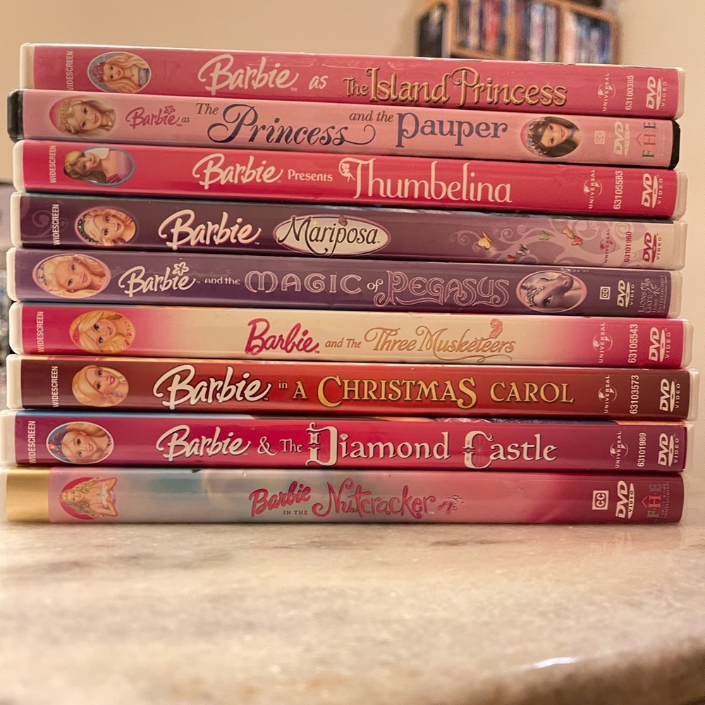 Barbie DVD Collection. ( 9 movies)  All in great condition.